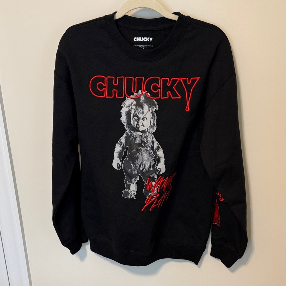 Chucky Freeze Unisex Black Embroidered Graphic Sweatshirt / Size S / Brand NWOT